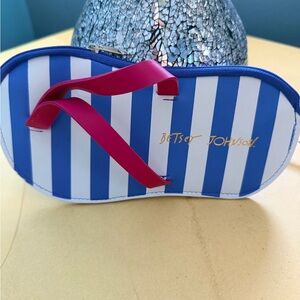 Betsey Johnson Novelty Blue & White Stripe Flip-Flop Sandal Pouch